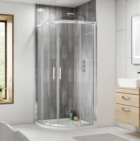 Kristal Chrome 800mm Quadrant Shower Enclosure, Tray & Waste